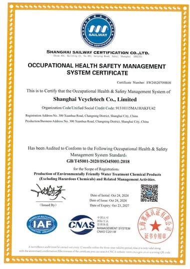 ISO 45001 certificate — VCYCLETECH