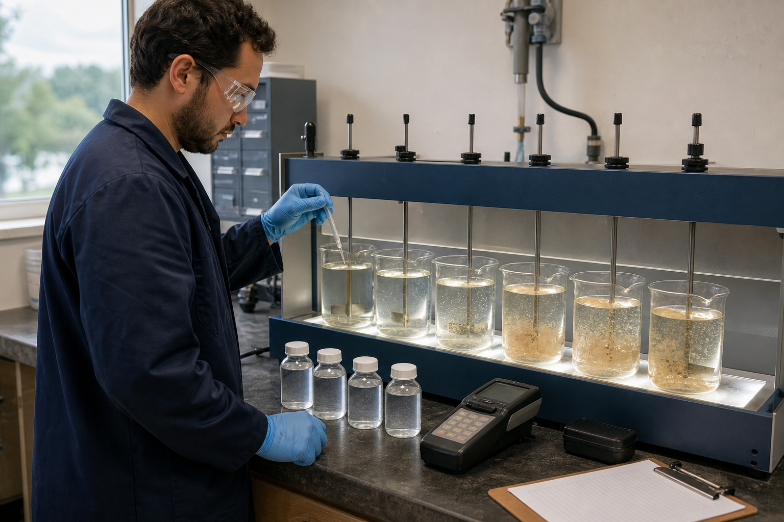 Coagulant Jar-Test to Purchase Order: Data and Acceptance Criteria — realistic editorial scene