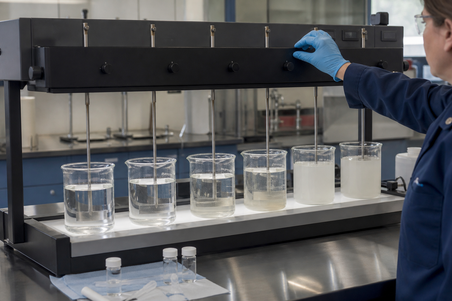 ¿Puede la coagulación eliminar las PFAS? Límites realistas: escena realista de laboratorio de tratamiento de agua