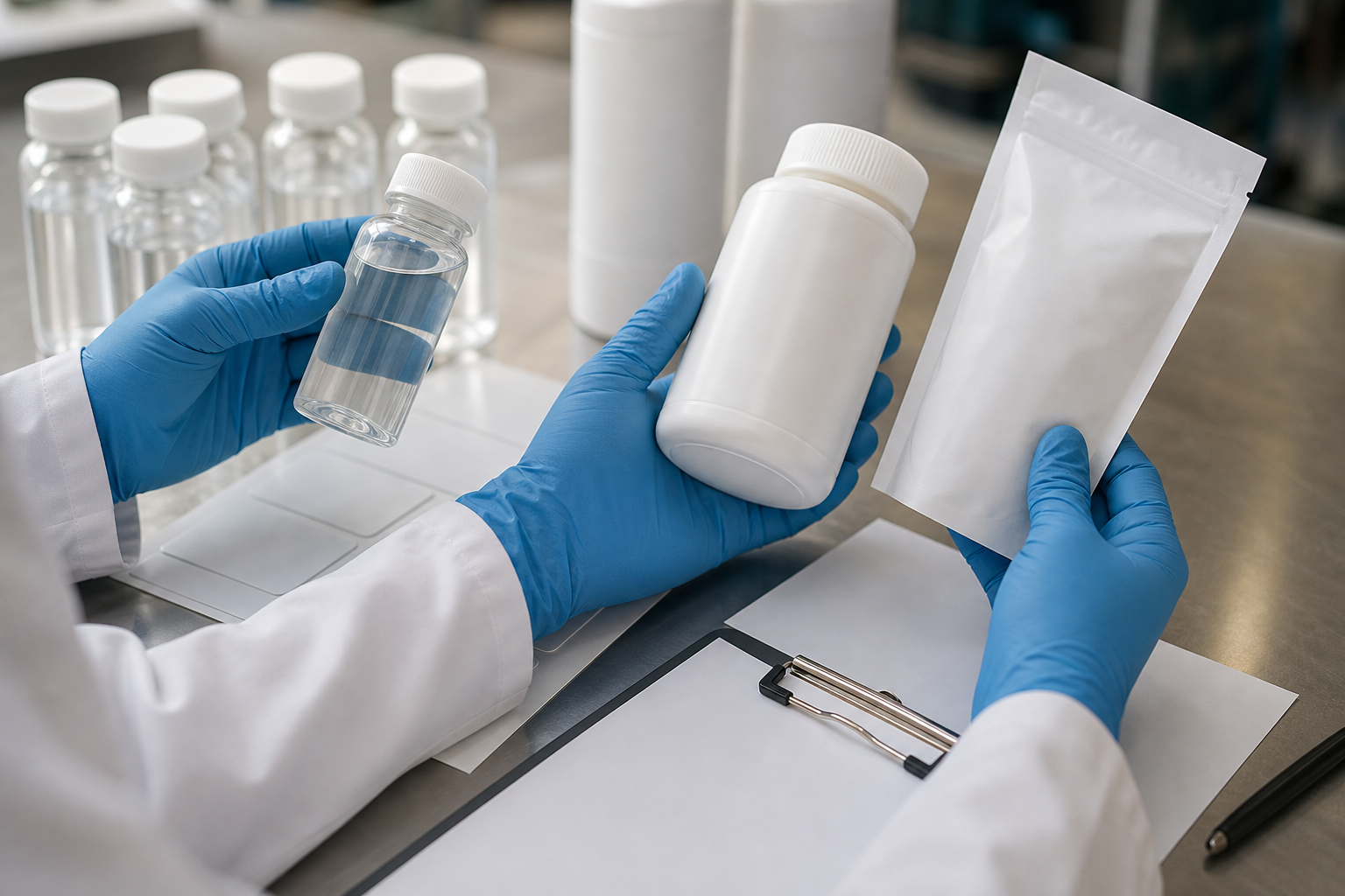 Realistic water-treatment sample approval and packaging proof detail