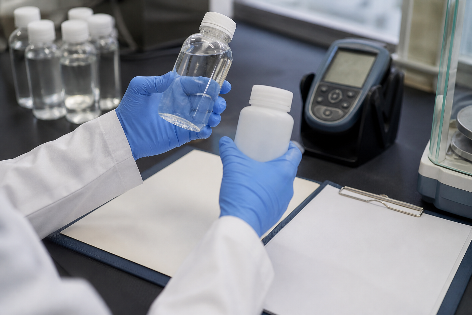 Realistic laboratory sample and document review detail for COA and quotation verification