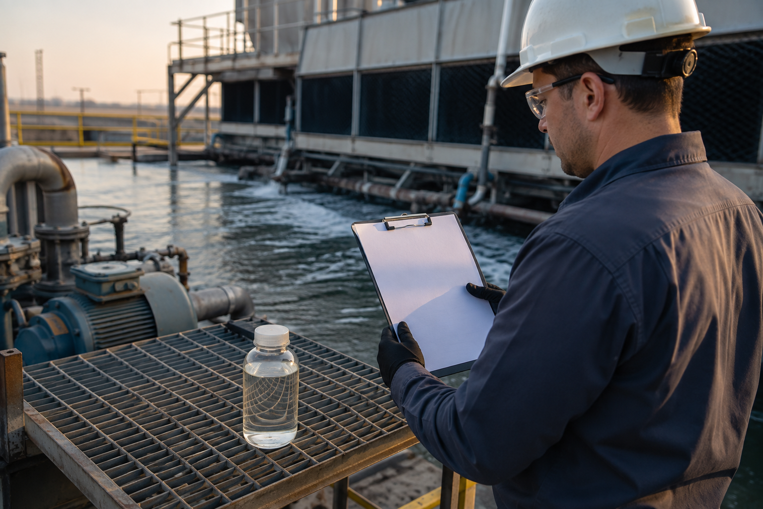 How to Select a Cooling Tower Water Treatment Program from Water Analysis Data — realistic editorial scene