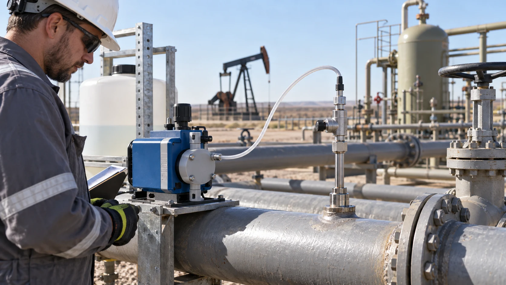Continuous chemical injection pump and oilfield water pipeline