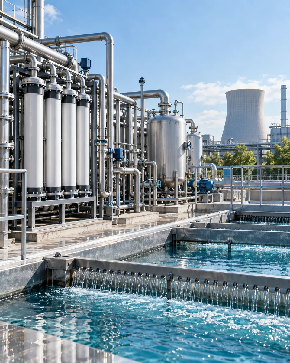 Industrial water-treatment equipment, filtration vessels and clear-water channels